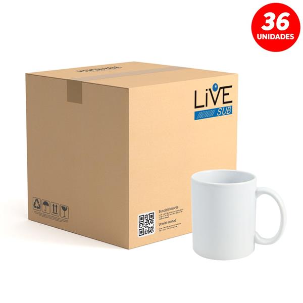 Caneca para Sublimação de Cerâmica Branca Classe AAA - Live Premium 36 Unidade (Caixa)