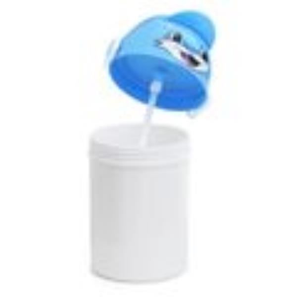 Squeeze de Polímero Branco com Tampa Rostinho e Botão de Abertura na Cor Azul - 400ml