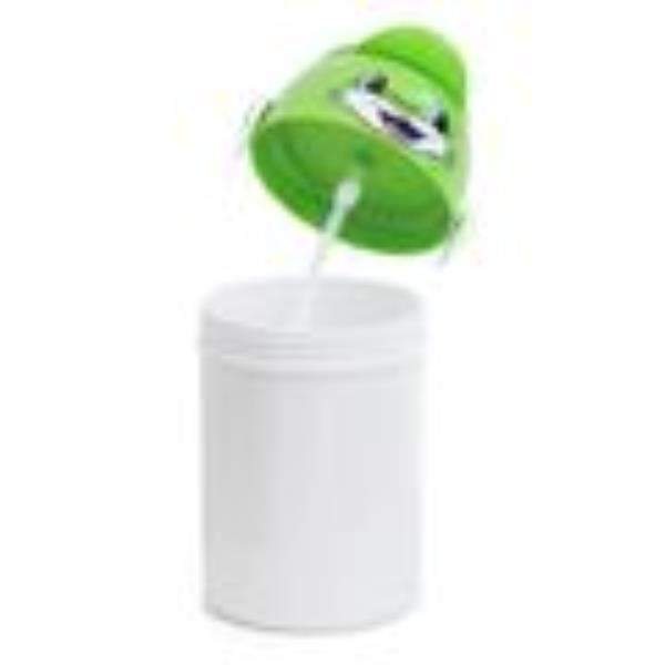 Squeeze de Polímero Branco com Tampa Rostinho e Botão de Abertura na Cor Verde - 400ml