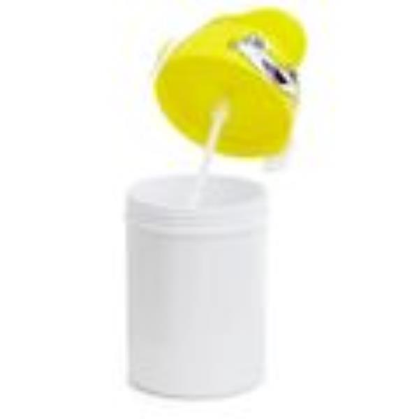 Squeeze de Polímero Branco com Tampa Rostinho e Botão de Abertura na Cor Amarelo - 400ml