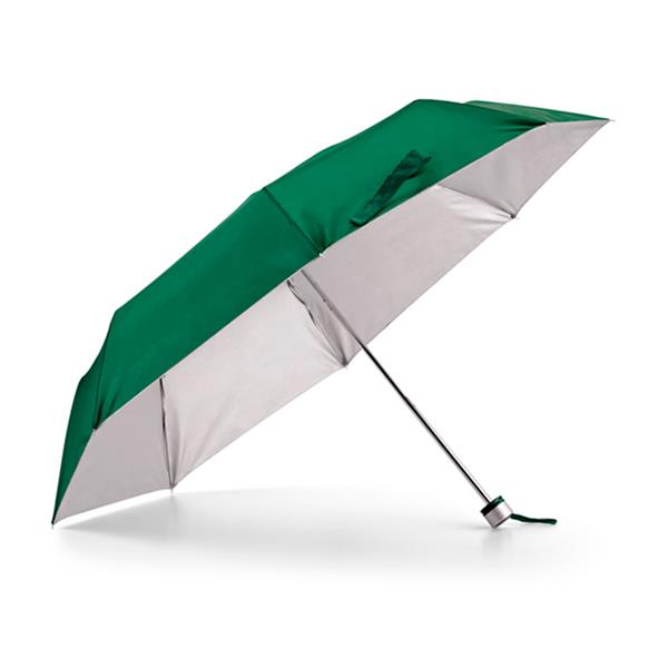 Guarda-Chuva Dobrável em 3 Seções com interior Prateado na cor Verde - Tamanho 96cm