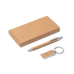 Kit Caneta Esferográfica e Chaveiro em Metal