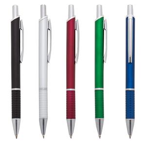 Caneta de Plástico fosca inteira colorida com detalhes prata